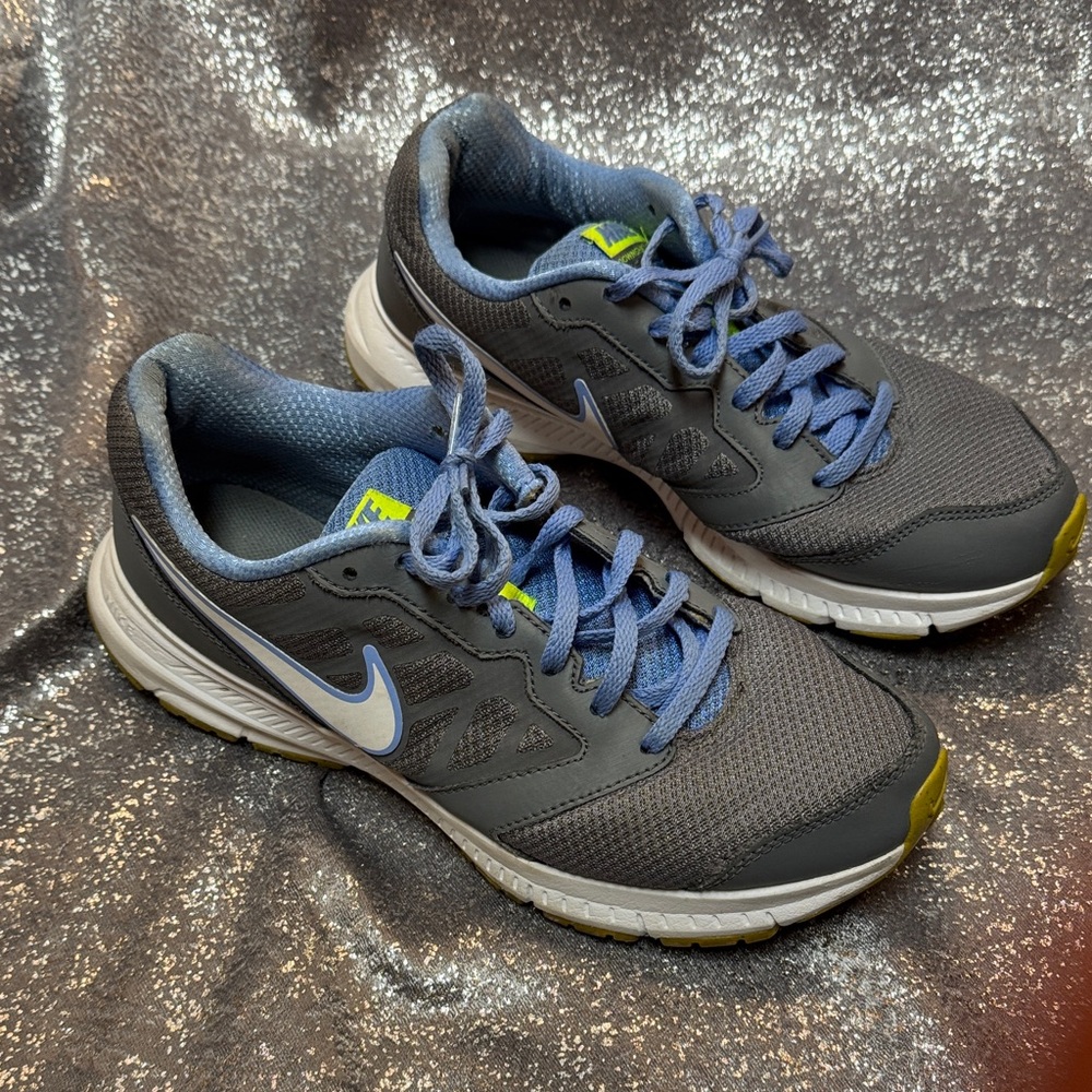 Nike Women’s Gray Athletic Sneakers with Blue Laces